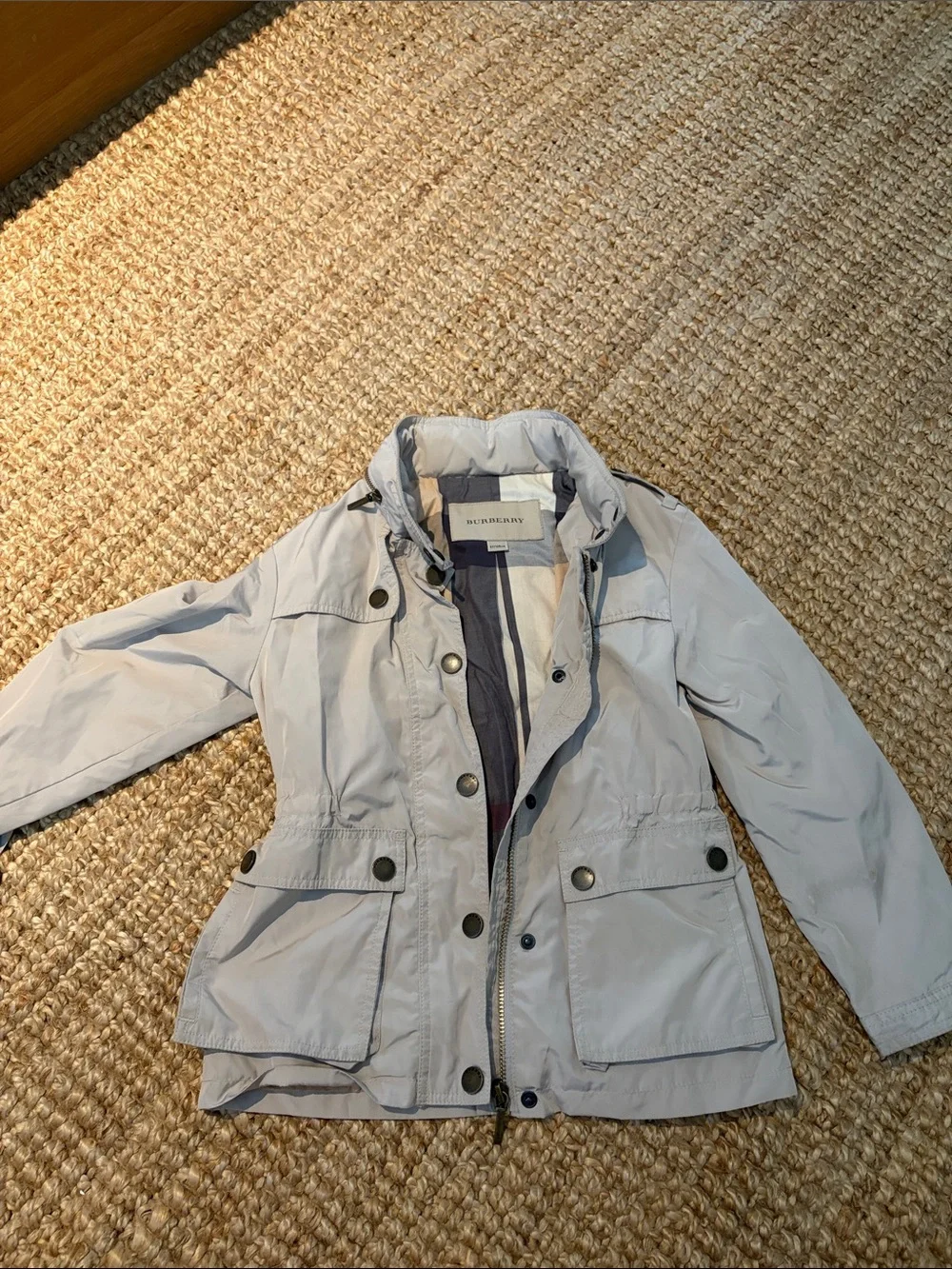Burberry Light Gray Utility Jacket with Snap Pockets